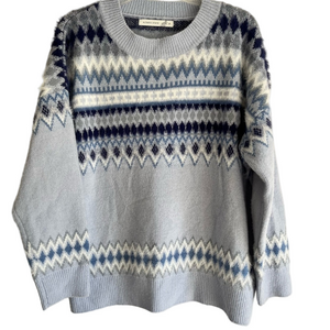 Altar'd State Light Blue Knit Sweater Crew neck Womens M Oversized Pullover Soft